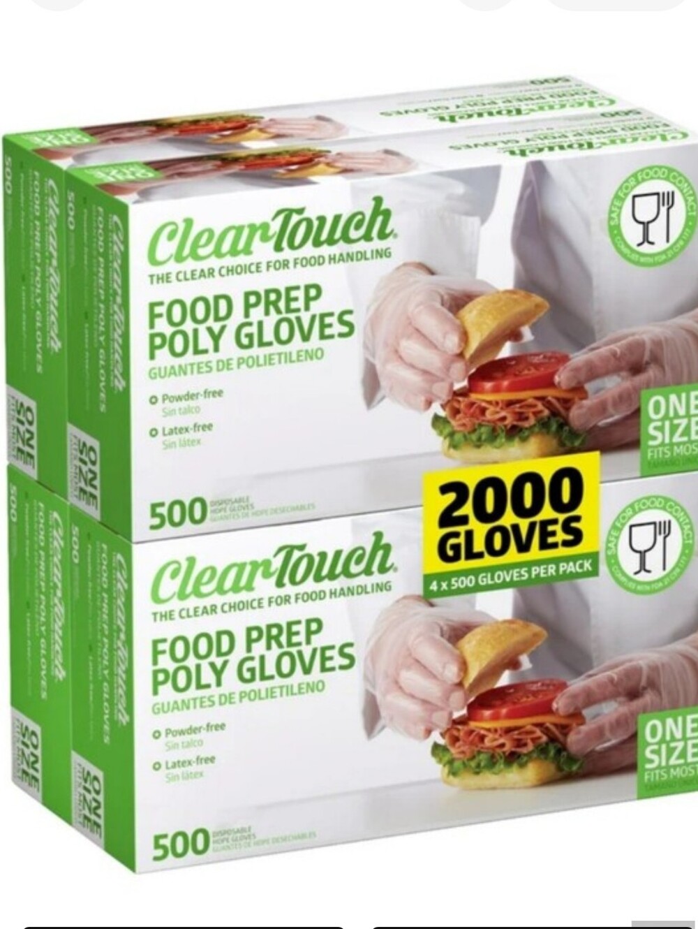 Clear-Touch Food Prep Poly Gloves, One Size, 2,000-count